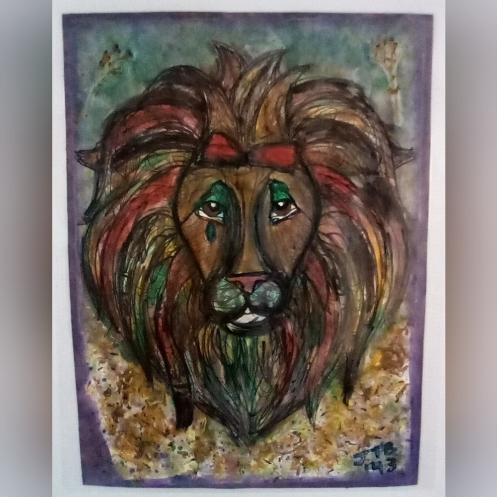 🎨Cowardly Lion Watercolor Painting Art🖼